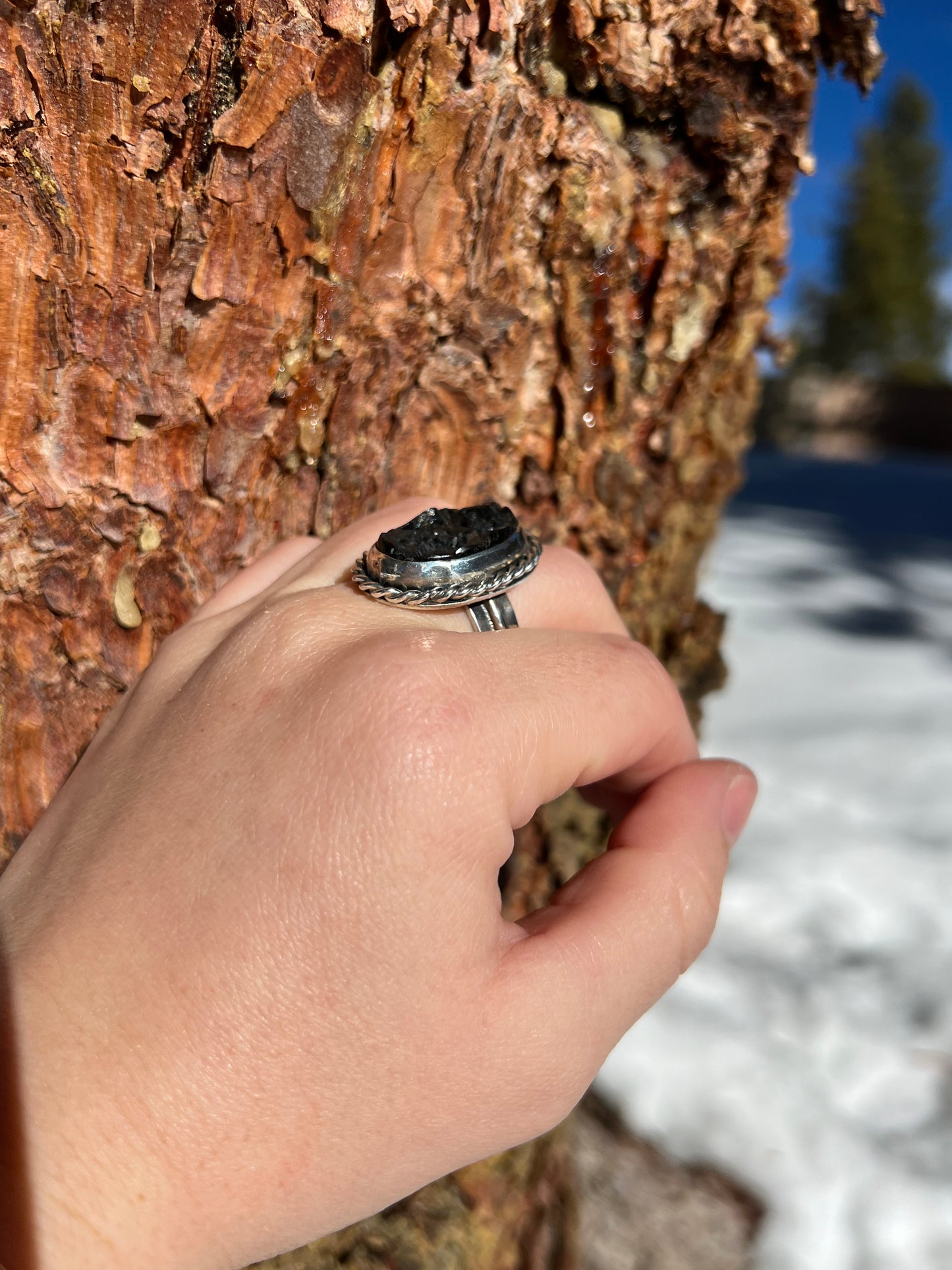 Black Garnet Ring - Size 7.75