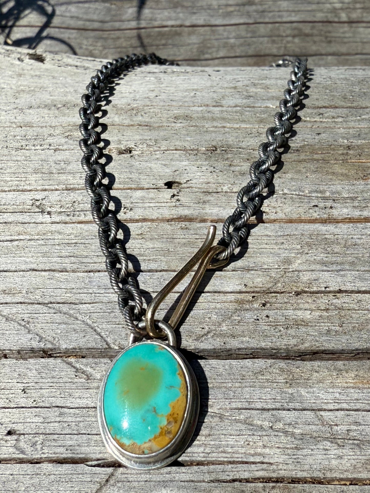 Royston Turquoise & 14k Clasp Necklace