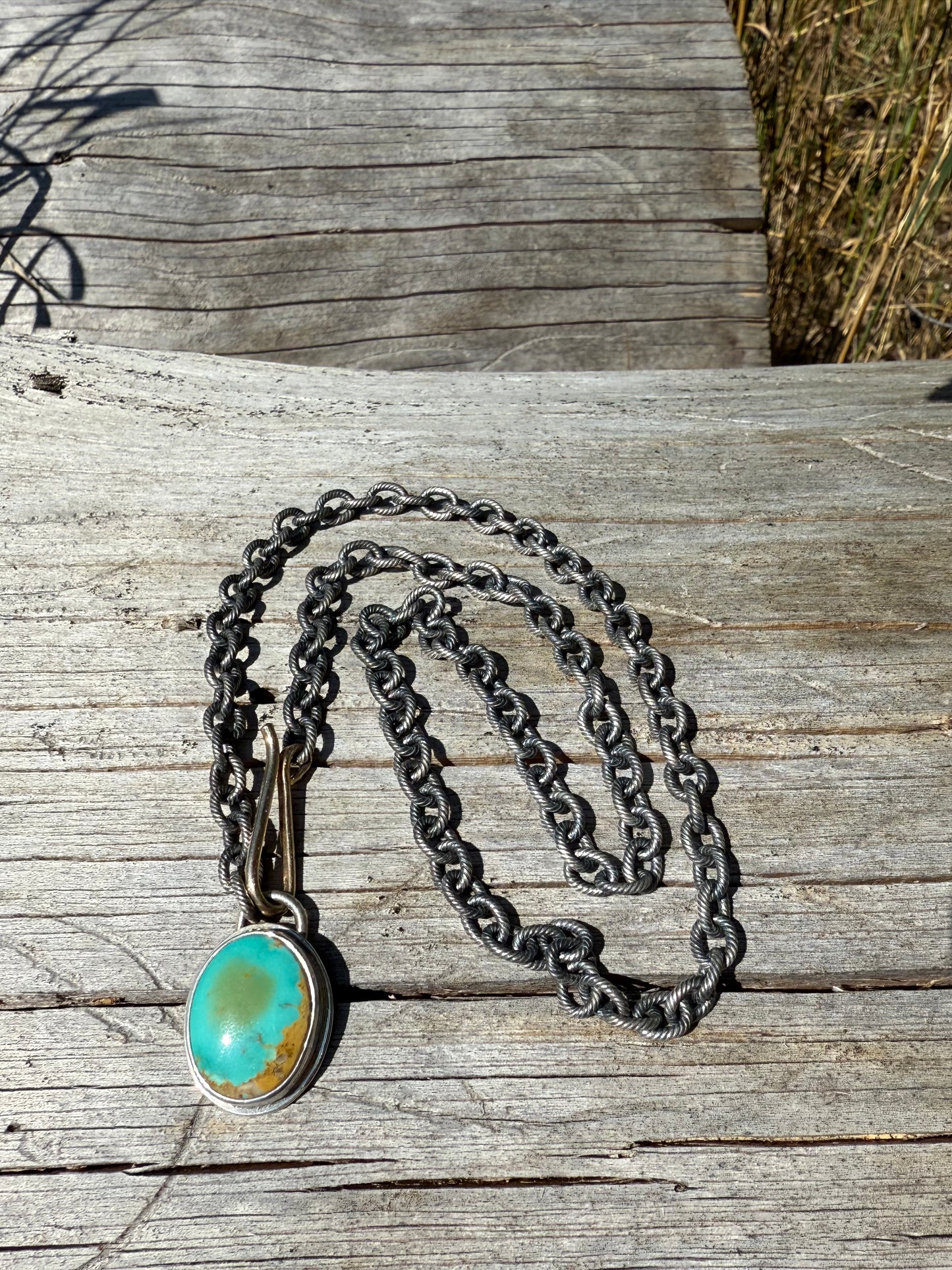 Royston Turquoise & 14k Clasp Necklace