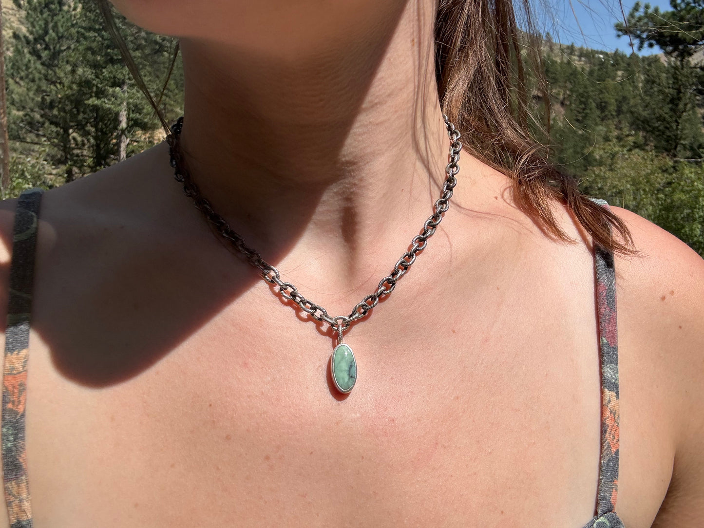 Chunky Chain Desert Bloom Variscite Necklace
