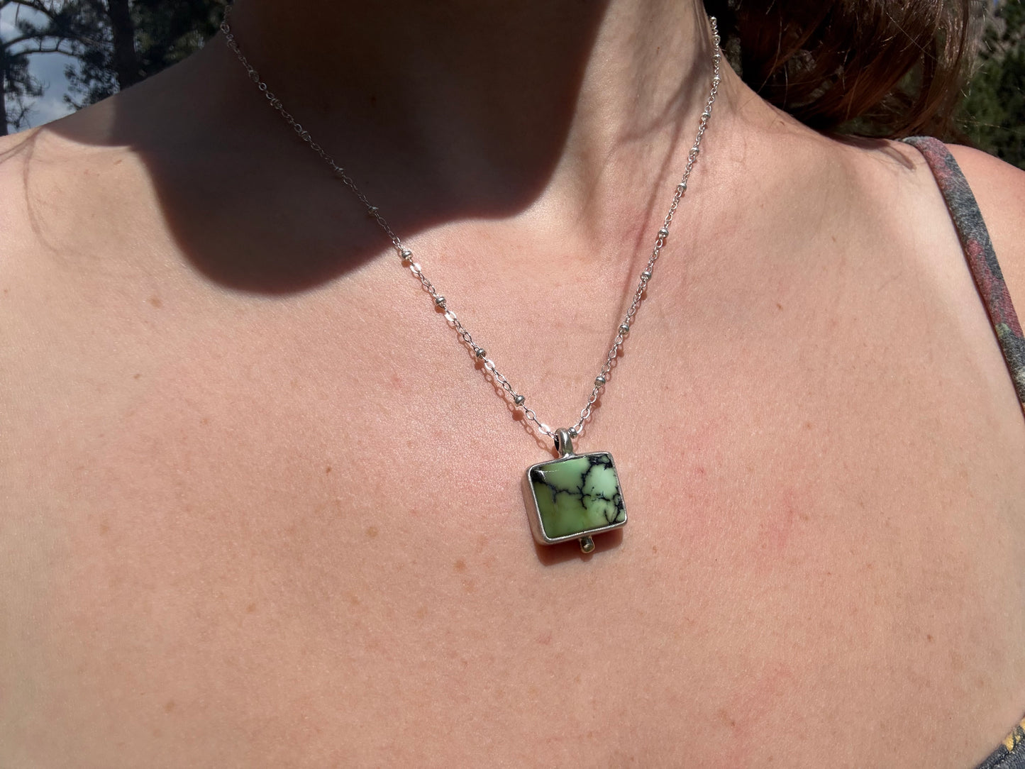 Nautilus Variscite & 14k Dot Necklace