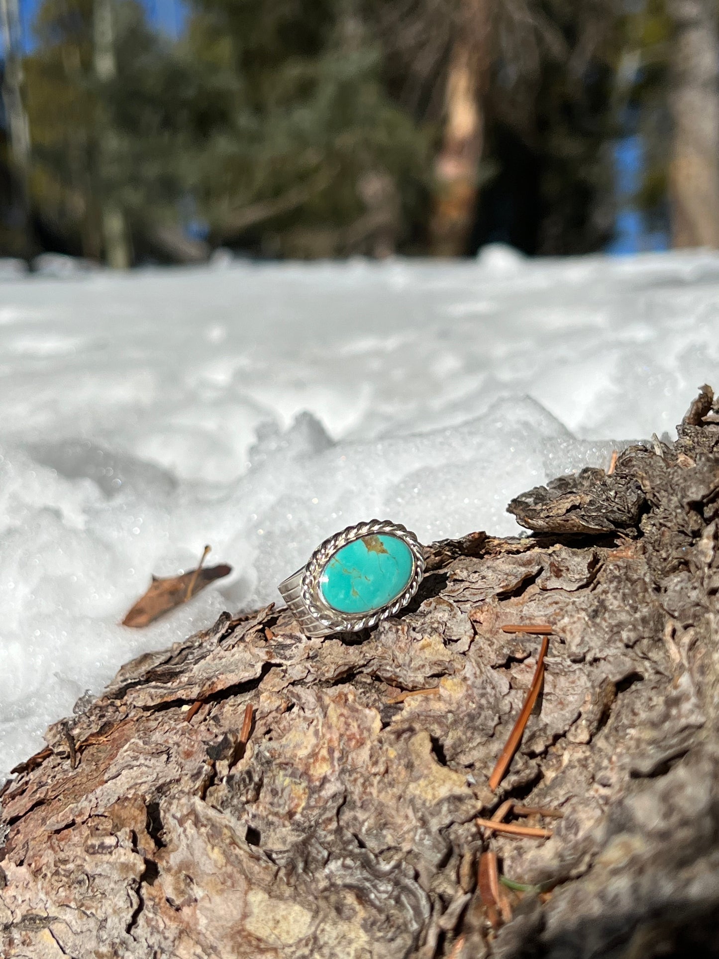 Kingman Gold Turquoise Ring - Size 7.25