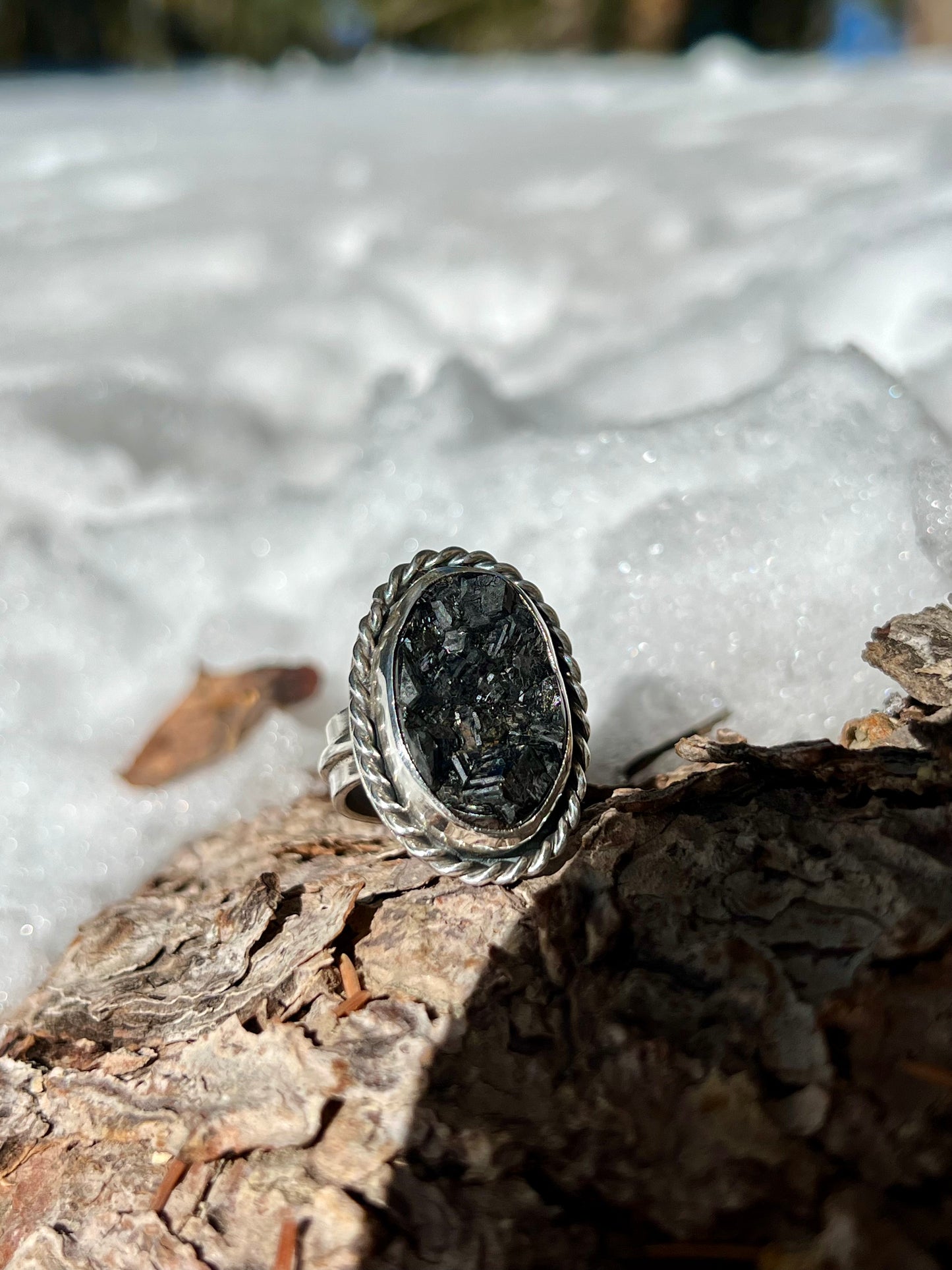 Black Garnet Ring - Size 7.75