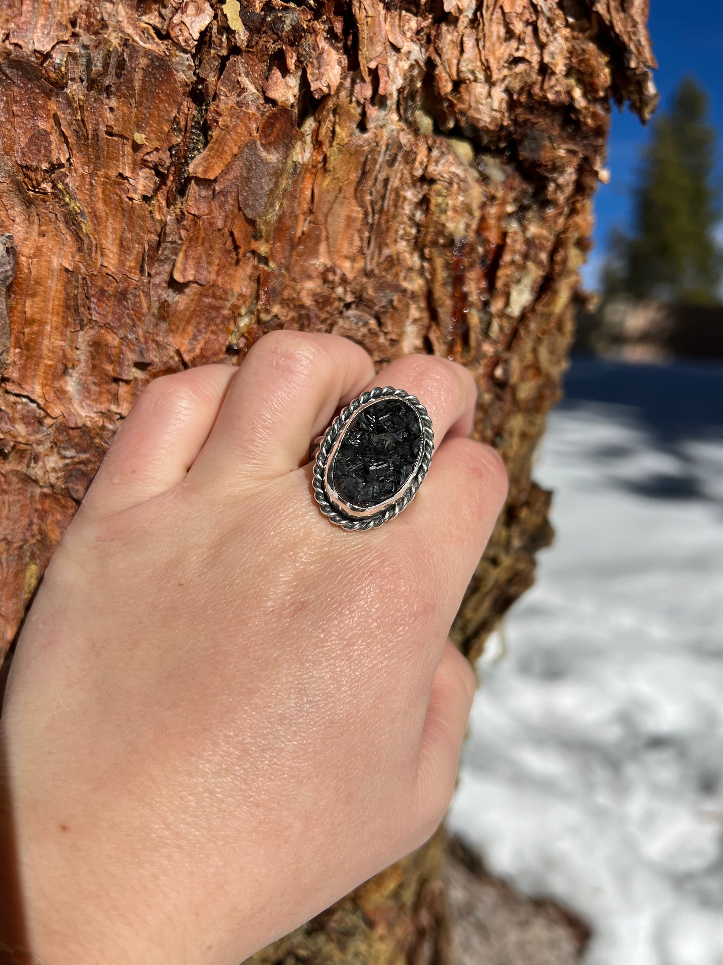 Black Garnet Ring - Size 7.75