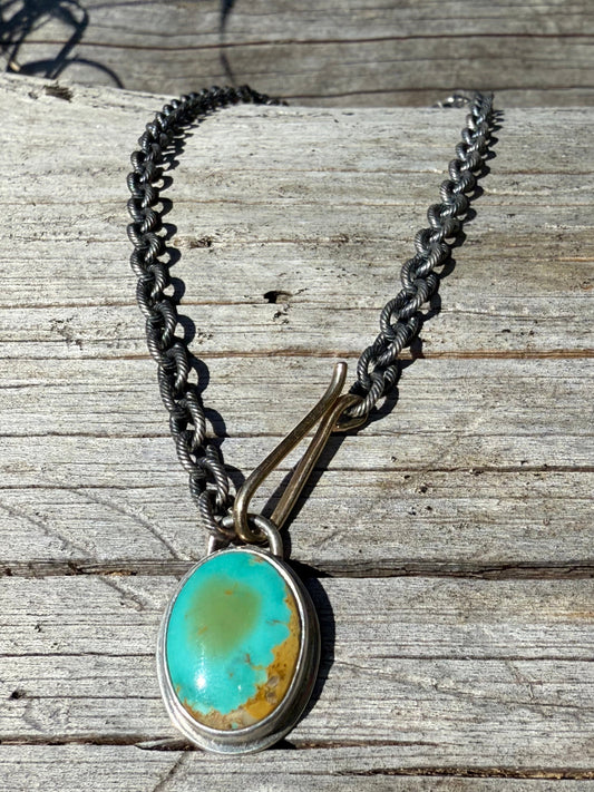 Royston Turquoise & 14k Clasp Necklace