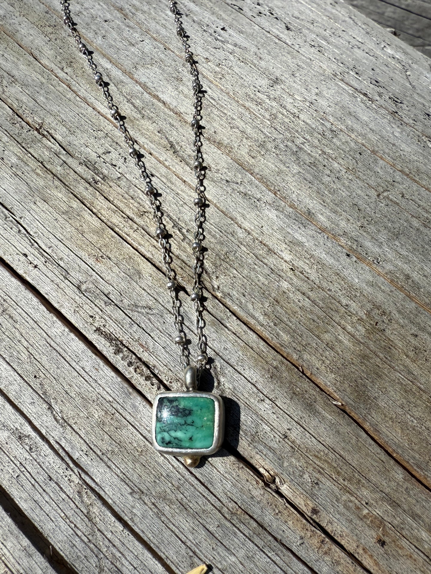 Snowville Variscite & 14k Dot Necklace