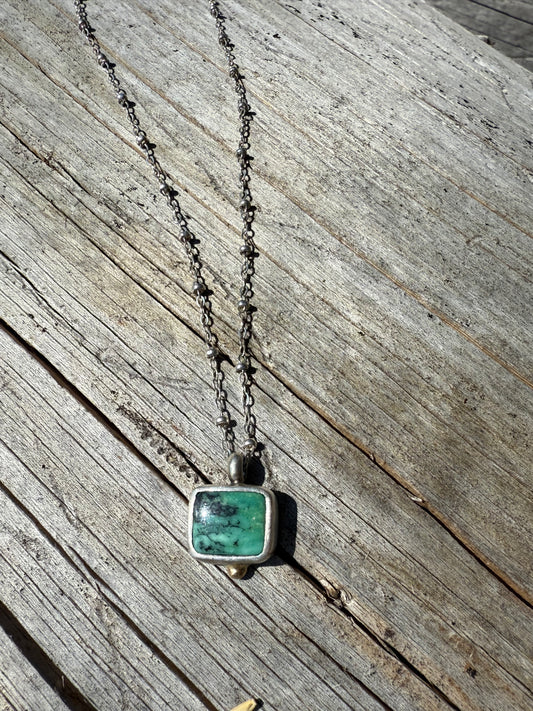 Snowville Variscite & 14k Dot Necklace