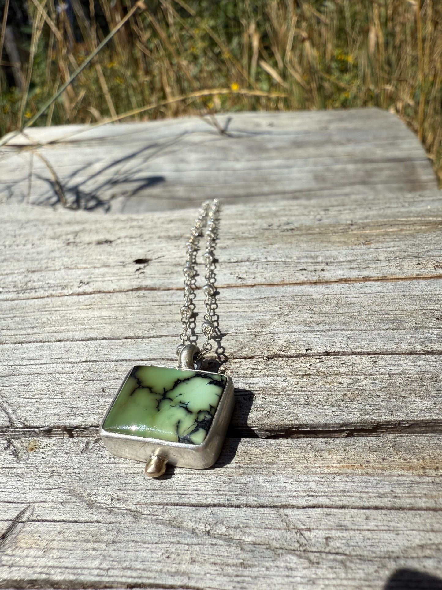 Nautilus Variscite & 14k Dot Necklace