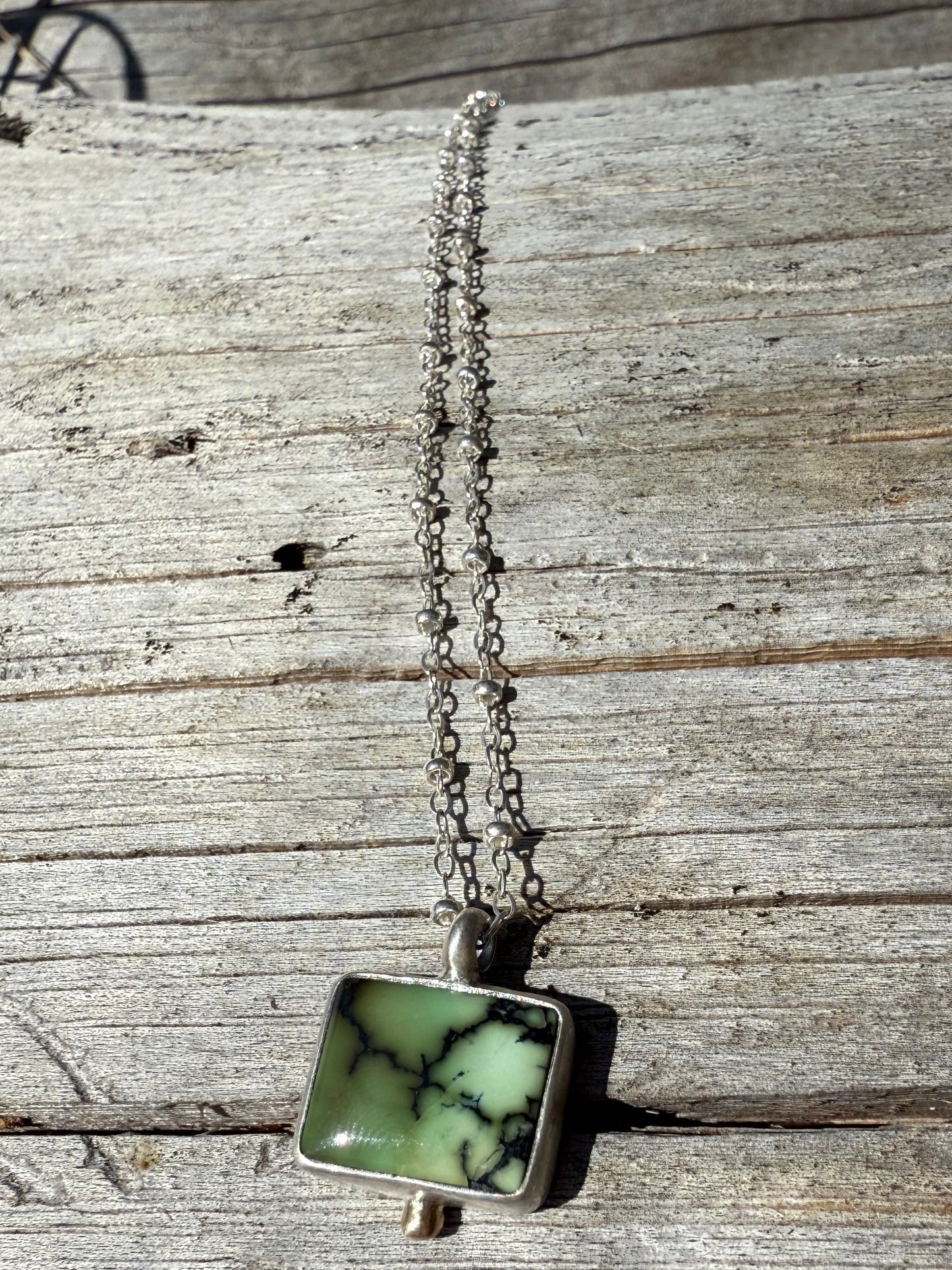 Nautilus Variscite & 14k Dot Necklace