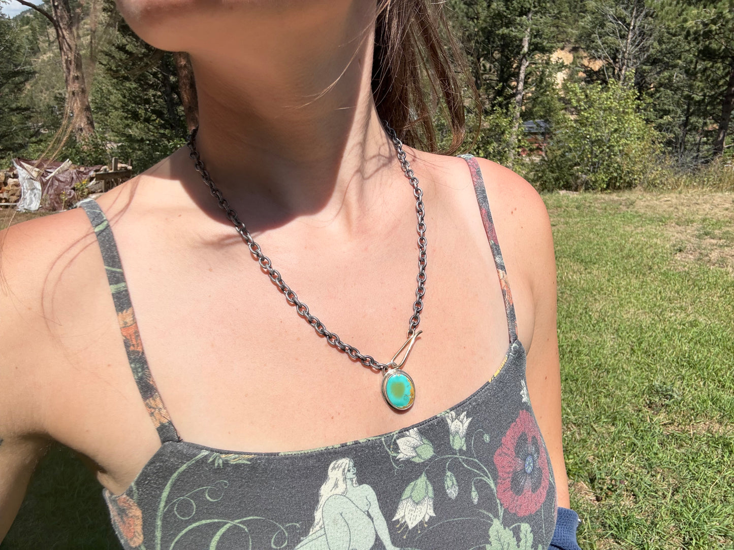 Royston Turquoise & 14k Clasp Necklace
