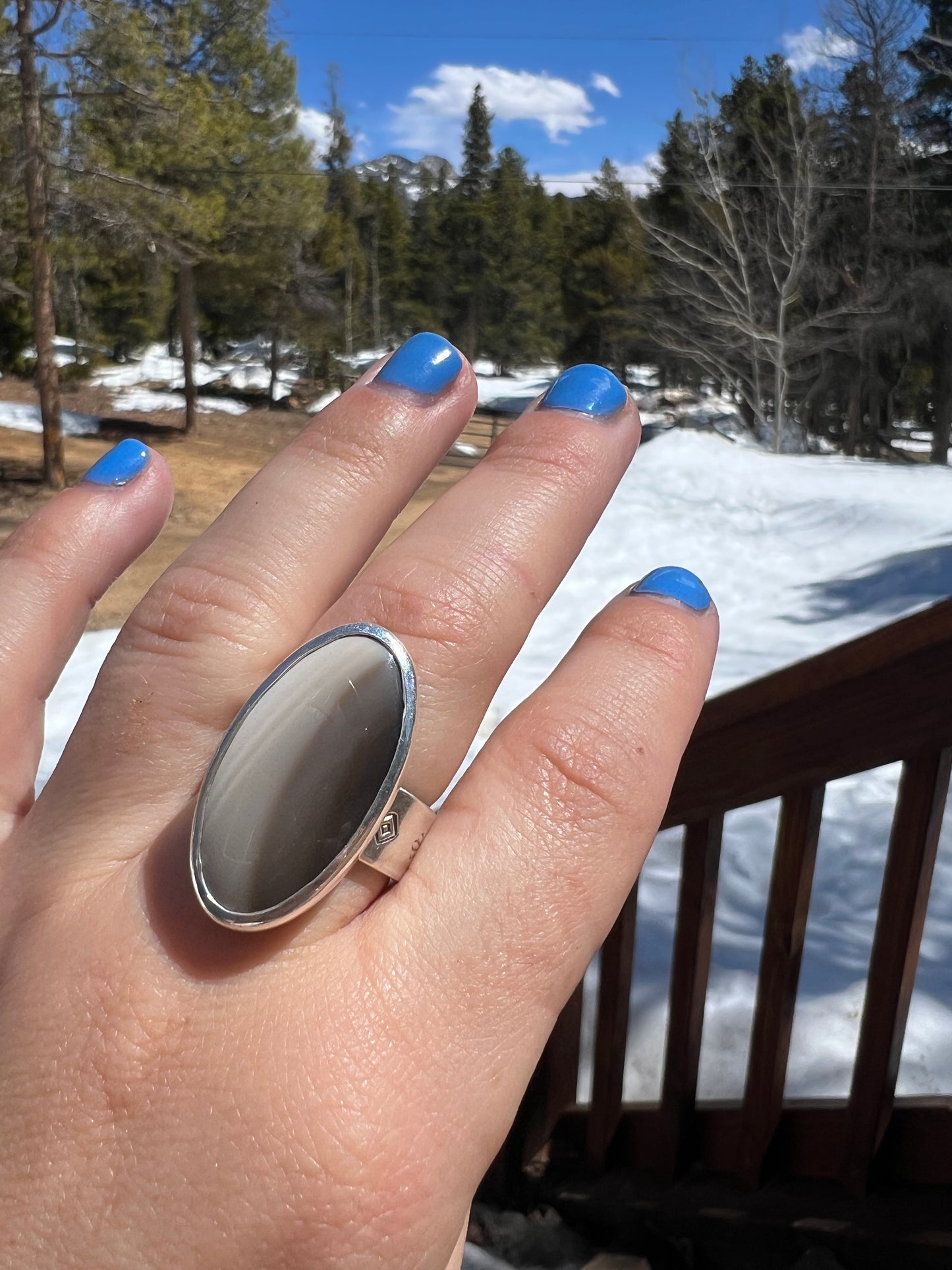 Polish Flint Ring - Size 8