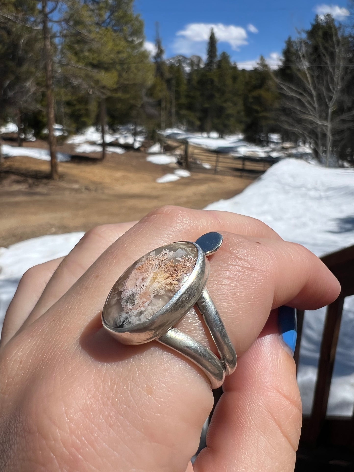 Plume Agate Ring - Size 9.25