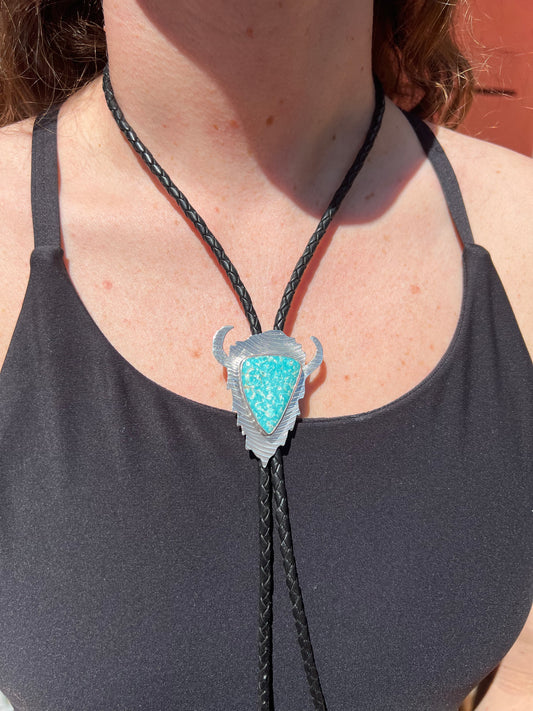 Whitewater Turquoise Bison Bolo